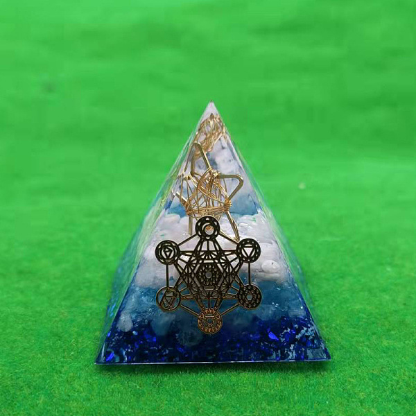 

PandaHall Orgonite Pyramid Resin Energy Generators, Metal Star Inside for Home Office Desk Decoration, Marine Blue, 50mm Resin Pyramid