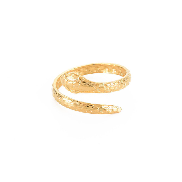 

PandaHall Ion Plating(IP) 304 Stainless Steel Snake Wrap Open Cuff Ring for Women, Nickel Free, Real 18K Gold Plated, US Size 6 3/4(17.1mm)...