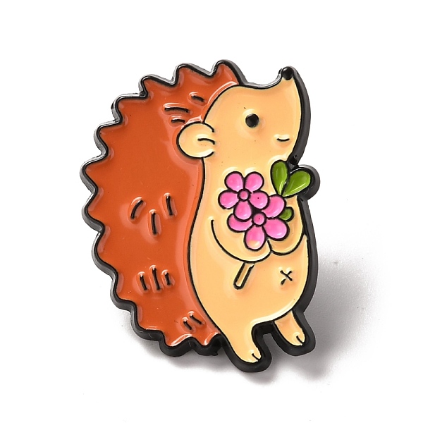 PandaHall Alloy Enamel Brooches, Enamel Pin, Hedgehog, Chocolate, 28x21x11mm Alloy+Enamel Hedgehog Brown