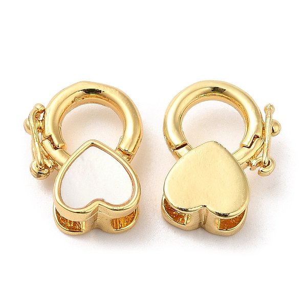 

PandaHall Rack Plating Brass Twister Clasps, with Shell, Cadmium Free & Lead Free, Real 18K Gold Plated, Long-Lasting Plated, Heart, 14mm...