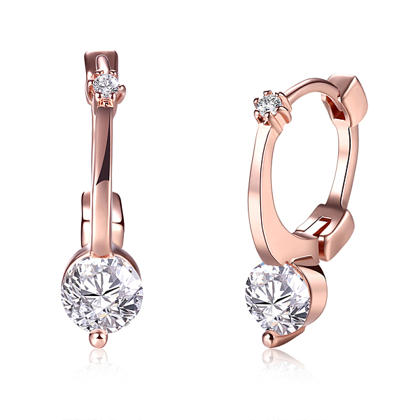 

PandaHall Fashion Popular Brass Micro Pave Cubic Zirconia Hoop Earrings, Rose Gold, 20x6mm Cubic Zirconia