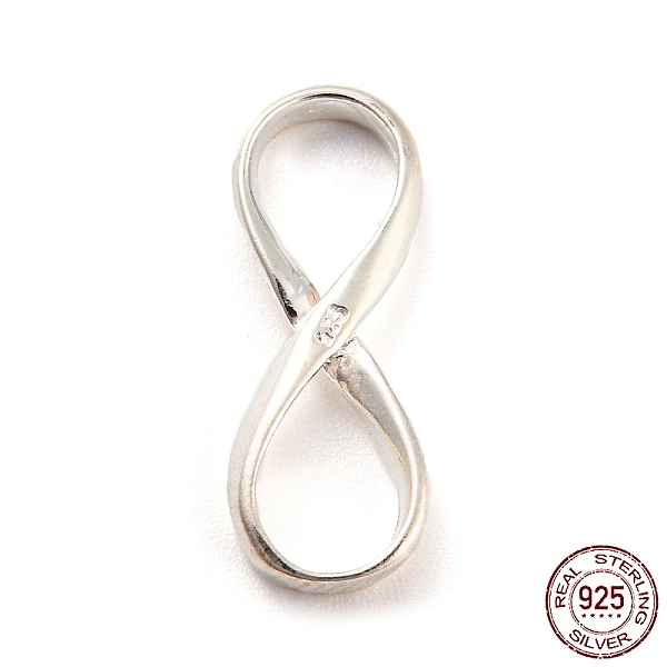 

PandaHall 925 Sterling Silver Pendants, Infinity Charms, with 925 Stamp, Silver, 18.6x7x2.4mm, Hole: 6.7x4.7mm Sterling Silver Infinity