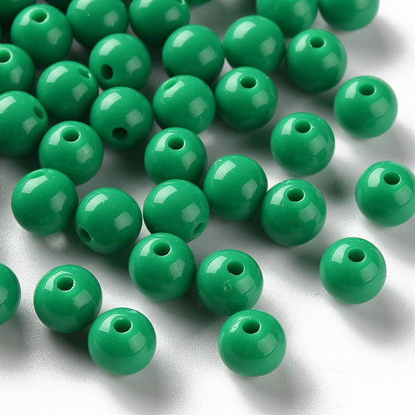 

PandaHall Opaque Acrylic Beads, Round, Green, 8x7mm, Hole: 2mm Acrylic Round Green
