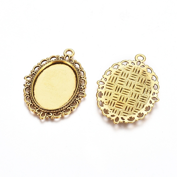 

PandaHall Tibetan Style Oval Alloy Pendant Cabochon Settings, Lead Free & Cadmium Free, Antique Golden, Tray: 25x18m, 39x29x2mm, Hole: 2.5mm...