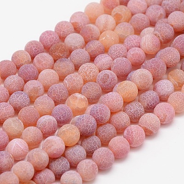 

PandaHall Natural Weathered Agate Beads Strands, Dyed, Frosted, Round, Indian Red, 8mm, Hole: 1mm, about 46pcs/strand, 14~15 inch Weathered...