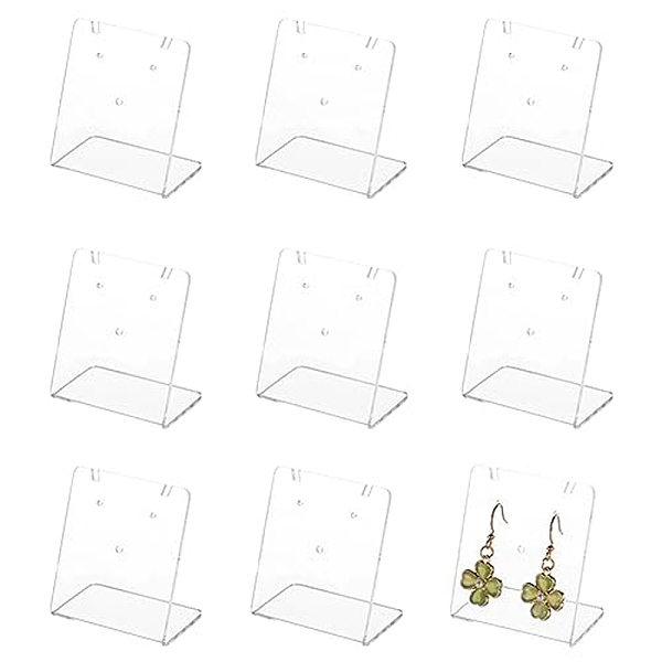 

PandaHall FINGERINSPIRE 10Pcs Rectangle Acrylic Slant Back Earring Display Stands, Jewelry Organizer Holder for Earrings, Necklace Storage..., Clear