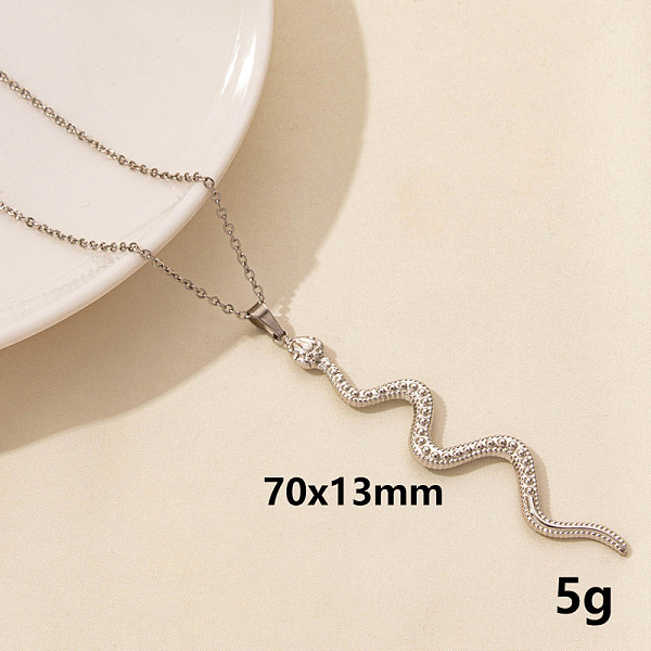 

PandaHall 304 Stainless Steel Serpentine Pendant Necklaces, Cable Chain Necklaces Stainless Steel Snake