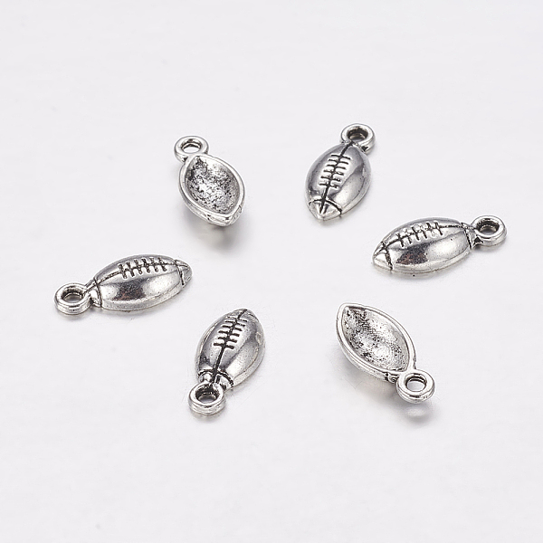 

PandaHall Football Sports Theme Tibetan Style Alloy Charms, Cadmium Free & Lead Free, Antique Silver, 15x7x3mm, Hole: 1.5mm Alloy Sports