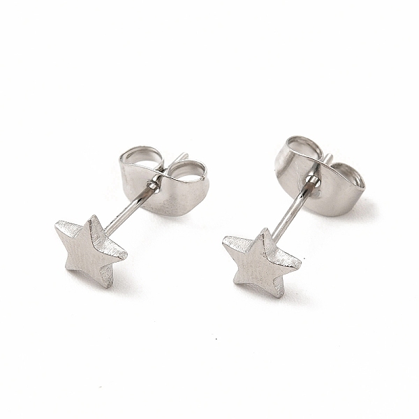 

PandaHall 304 Stainless Steel Star Stud Earrings for Women, Stainless Steel Color, 5.5x6mm, Pin: 0.7mm 304 Stainless Steel Star