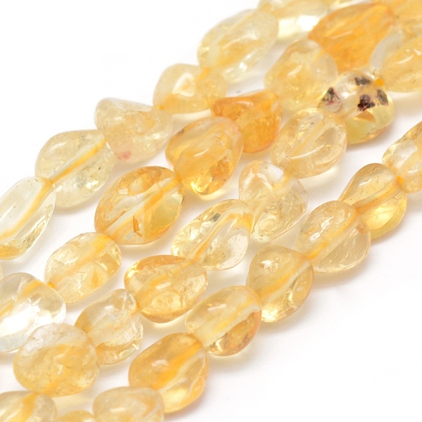 

PandaHall Natural Citrine Beads Strands, Tumbled Stone, Nuggets, 6~10x5~6.5x3~6mm, Hole: 1mm, about 15.55 inch(39.5cm) Citrine Nuggets
