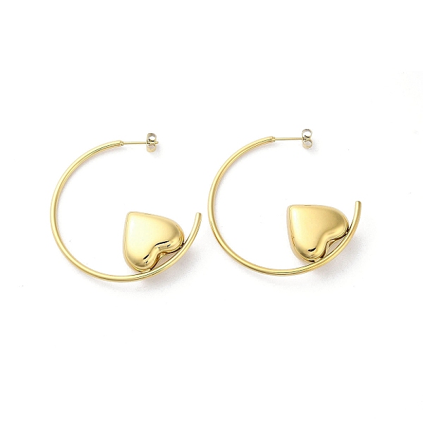 

PandaHall Ion Plating(IP) 304 Stainless Steel Stud Earrings, Heart, Real 18K Gold Plated, 45x2mm 304 Stainless Steel Heart