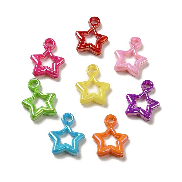 

PandaHall Plating Opaque Acrylic Pendants, AB Color, Star, Mixed Color, 21x16x4mm, Hole: 3mm, 1428pcs/500g Acrylic Star Multicolor