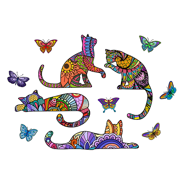 

PandaHall PVC Wall Stickers, Wall Decoration, Cat Pattern, 390x800mm, 2pcs/set PVC Cat Shape