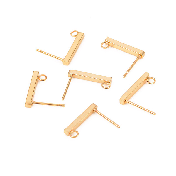 

PandaHall 304 Stainless Steel Stud Earring Findings, with Loop, Rectangle, Golden, 15.2x2mm, Hole: 1.8mm 304 Stainless Steel Rectangle