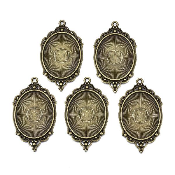 

PandaHall Tibetan Style Alloy Pendant Cabochon Settings, Cadmium Free & Lead Free, Oval, Antique Bronze, Tray: 40x30mm, 65x37x2.5mm, Hole...