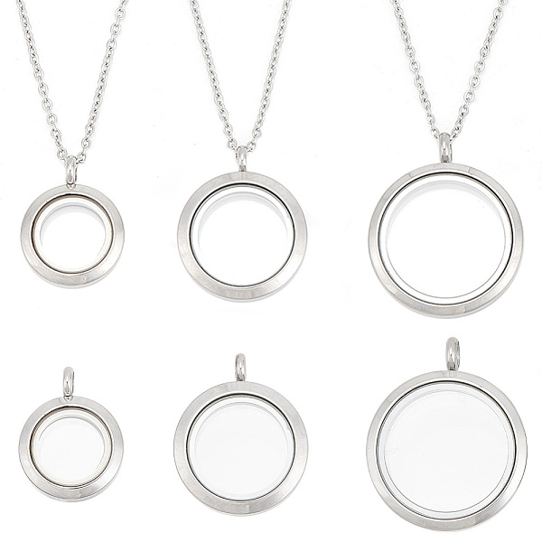 

PandaHall DELORIGIN DIY Blank Floating Charm Necklace Making Kit, Including 304 Stainless Steel Flat Round Locket Pendants & Cable Chains...