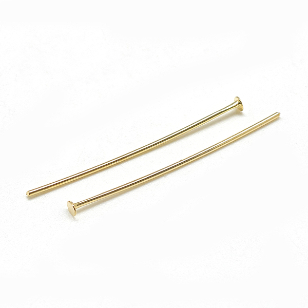 

PandaHall Brass Flat Head Pins, Real 18K Gold Plated, 50x0.8mm, Head: 2mm Brass