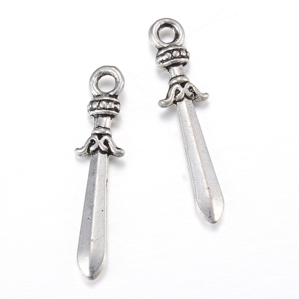 

PandaHall Tibetan Style Alloy Pendants, Sword, Cadmium Free & Lead Free, Antique Silver, 23x5x2mm, Hole: 2mm Alloy Sports