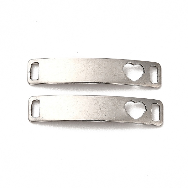 

PandaHall 201 Stainless Steel Connector Charms, Curved Rectangle Links with Hollow Pattern, Stainless Steel Color, Heart, 30x6x0.8mm, Hole...