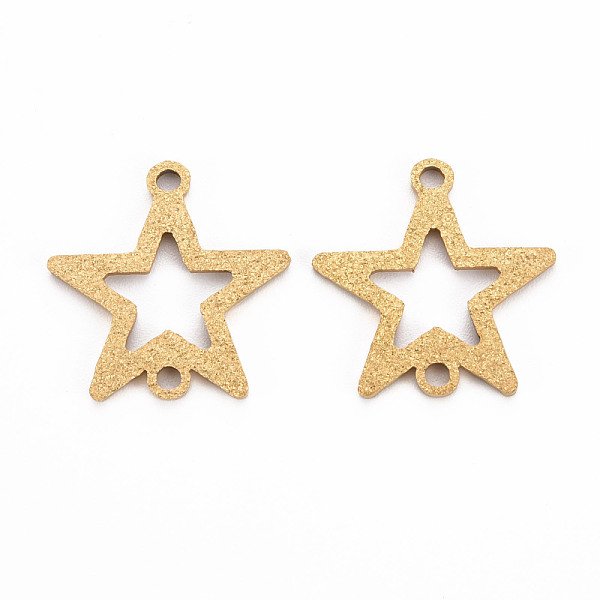 

PandaHall 201 Stainless Steel Link Connectors, Textured, Laser Cut, Star, Golden, 17x17x1mm, Hole: 1.6mm 201 Stainless Steel Star