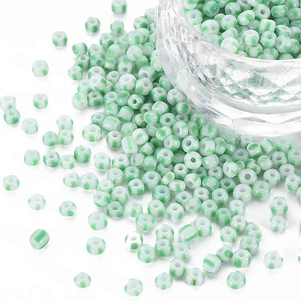 

PandaHall 8/0 Opaque Glass Seed Beads, Opaque Colours Seep, Round Hole, Flat Round with Stripe Pattern, Pale Green, 3~3.5x2~2.5mm, Hole: 1mm...