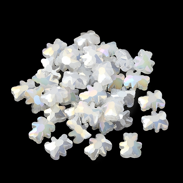 

PandaHall Electroplate Glass Beads, Half Plated, AB Color Plated, Bear, White, 9.5x8.5x4mm, Hole: 1.2mm Glass Bear White