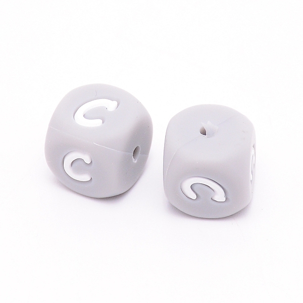 

PandaHall Silicone Beads, Cube with Letter.C, Gray, 12x12x12mm, Hole: 2mm Silicone Cube Gray