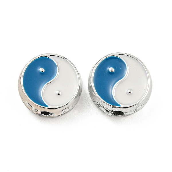 

PandaHall Alloy Enamel Beads, Flat Round with Yin-yang, Platinum, 10x4mm, Hole: 1.4mm Alloy+Enamel Flat Round