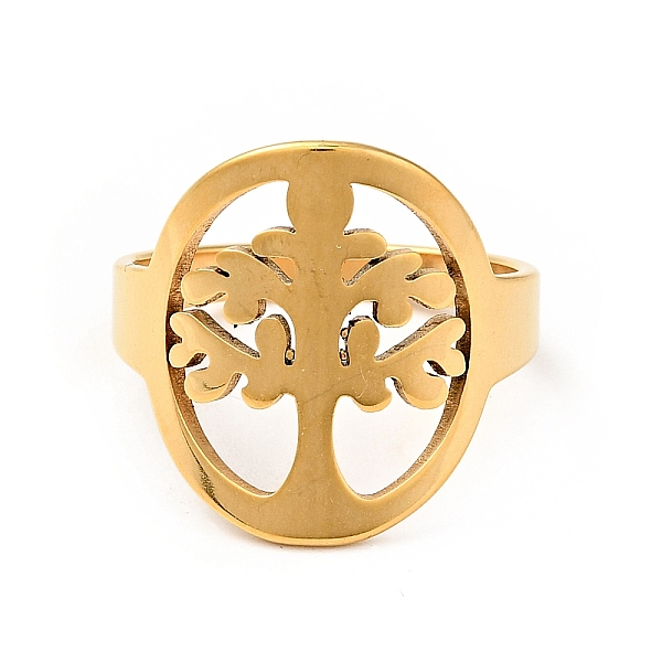 

PandaHall Ion Plating(IP) 201 Stainless Steel Tree of Life Finger Ring for Women, Golden, US Size 6 1/2(16.9mm) 201 Stainless Steel