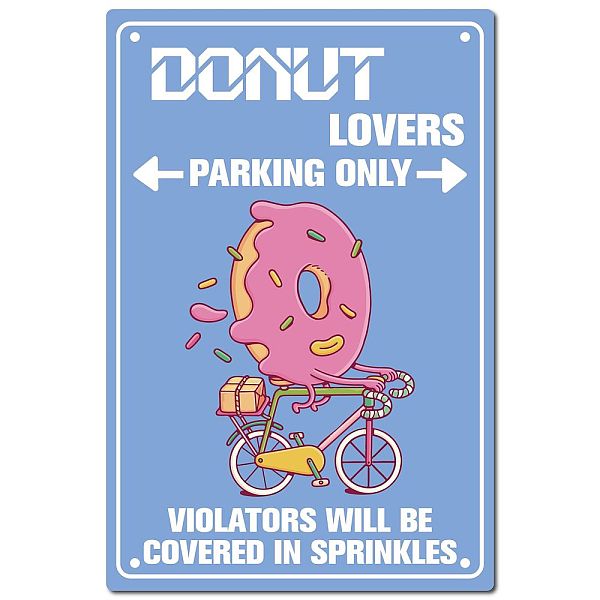 PandaHall CREATCABIN Funny DONUT Lovers PARKING Signs Tin Sign Metal Vintage Plaque Poster Wall Art for Bathroom Restroom Decor Home Coffee...