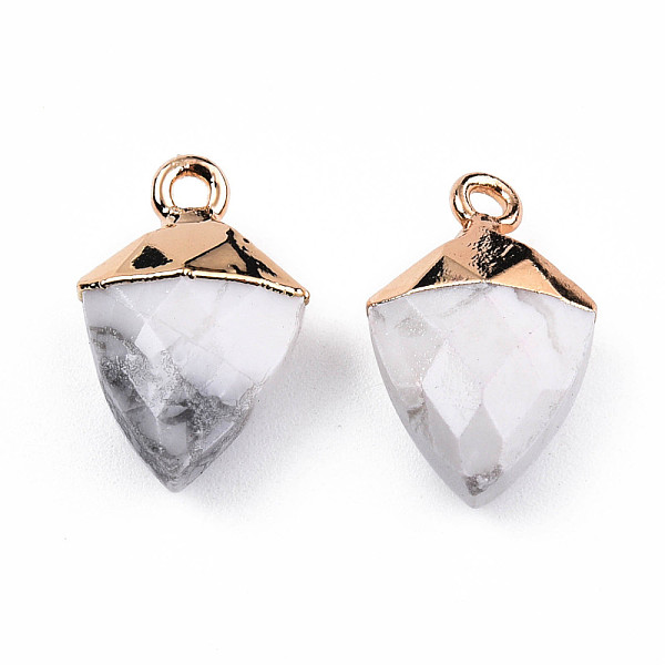 

PandaHall Natural Howlite Pendants, with Light Gold Plated Iron Findings, Faceted, Kite Charm, 18.5x11.5~12x6mm, Hole: 1.6mm Howlite Others