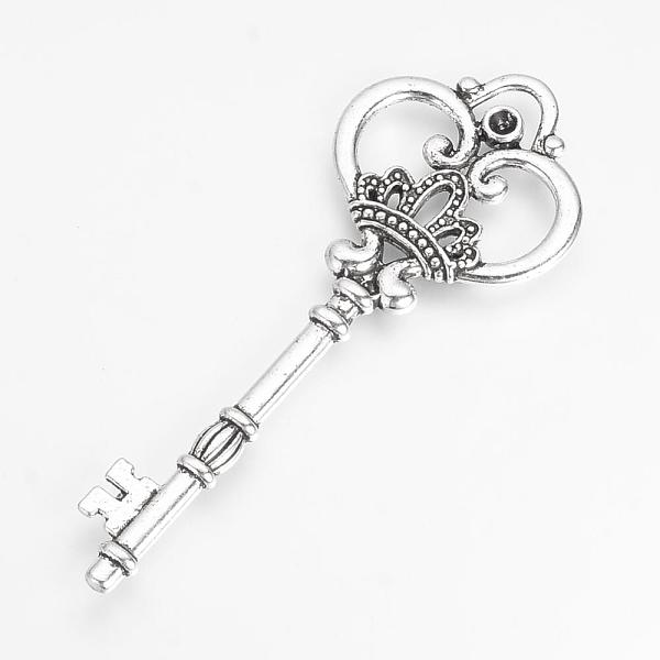 

PandaHall Tibetan Style Alloy Pendant Rhinestone Setting, Key, Cadmium Free & Lead Free, Antique Silver, Fit for 3mm Rhinestones, 84x32x4mm...