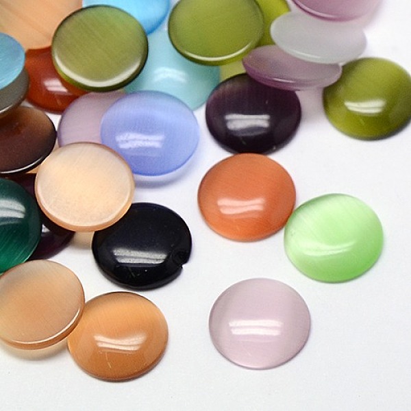 

PandaHall Cat Eye Cabochons, Half Round, Mixed Color, 6x2mm Glass Half Round Multicolor