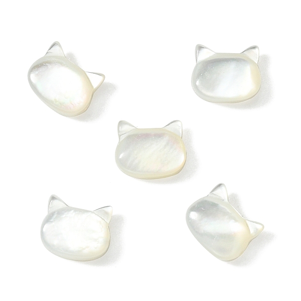 

PandaHall 5Pcs Natural White Shell Beads, Cat Head, Seashell Color, 6x7x3mm, Hole: 0.8mm White Shell Cat Shape