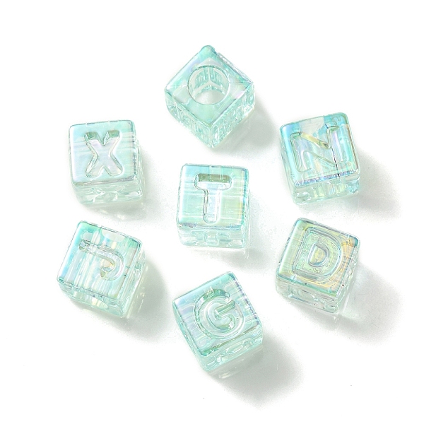 

PandaHall UV Plating Rainbow Iridescent Acrylic Beads, Square, Light Blue, 12x12x12mm, Hole: 7mm Acrylic Square