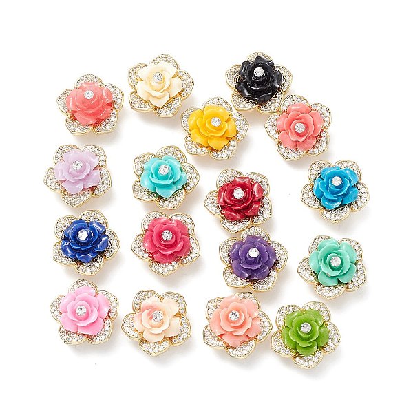 

PandaHall Brass Micro Pave Cubic Zirconia Beads, with Grade A Rhinestone & Resin, Lead Free & Cadmium Free, Long-Lasting Plated, Real 18K..., Multicolor