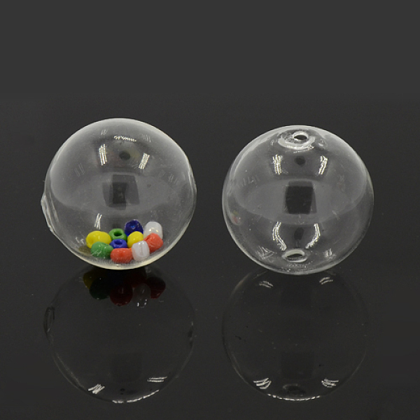 

PandaHall Handmade Two Holes Blown Glass Globe Beads, Round, Clear, 50mm, Hole: 5mm Glass Round Clear