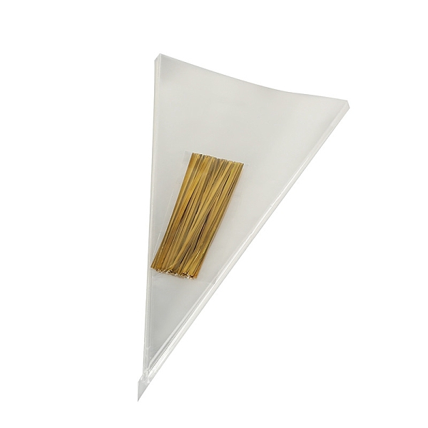 

PandaHall 50Pcs Triangle Plastic Candy Bags, with Twisted Ties, White, 300x160x0.12mm Plastic Triangle White