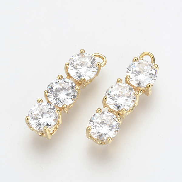 

PandaHall Brass Cubic Zirconia Pendants, Nickel Free, Real 18K Gold Plated, 22x6x5mm, Hole: 1.5mm Brass+Cubic Zirconia Others
