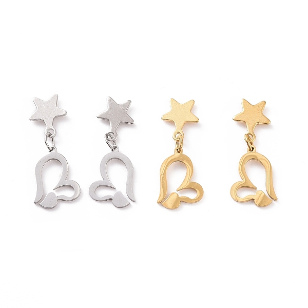 

PandaHall Valentine's Day Heart with Star 304 Stainless Steel Dangle Stud Earrings for Women, Mixed Color, 25.5mm, Pin: 0.8mm 304 Stainless...