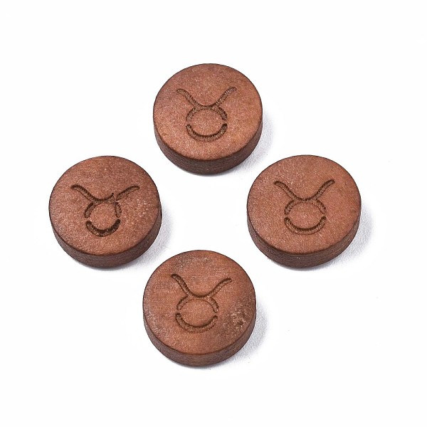 

PandaHall Laser Engraved Wood Beads, Flat Round with 12 Constellations, Dyed, Camel, Taurus, 12x4mm, Hole: 1.6mm Schima Wood Taurus