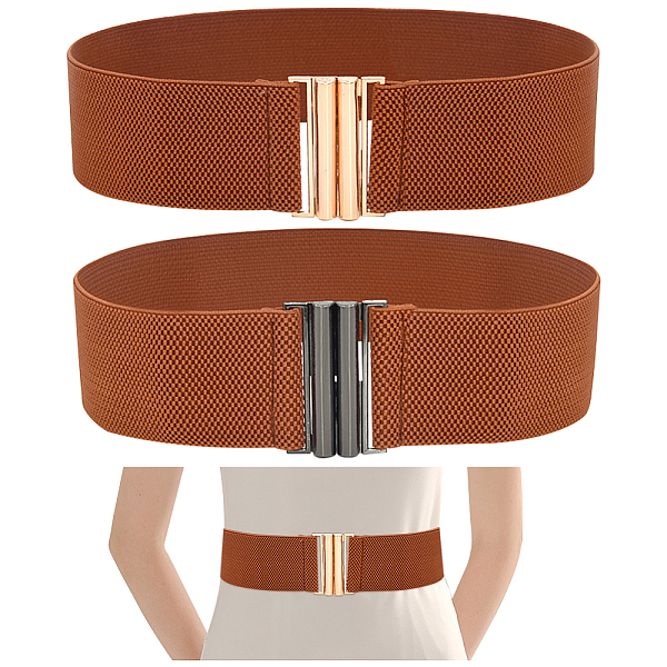 

PandaHall WADORN 2Pcs 2 Colors Polyester Elastic Corset Belts, Waist Belt with Zinc Alloy Clasps for Women Girls, Saddle Brown...