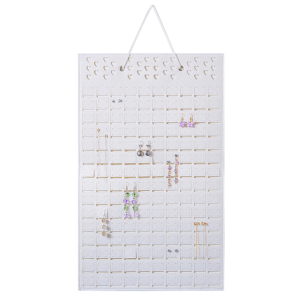 

PandaHall HOBBIESAY 1Pcs 685mm Felt Hanging Earring Storage Bags with 150 Grids Old Lace White Rectangle Storage Bags Over the Door Jewelry...