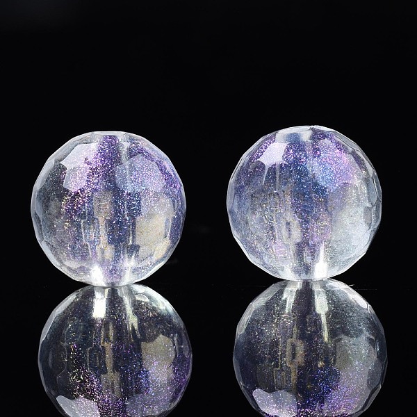 

PandaHall Transparent Acrylic Beads, Glitter Powder, Faceted, Round, Clear, 10mm, Hole: 1.8mm, about 860pcs/500g Acrylic Round Clear