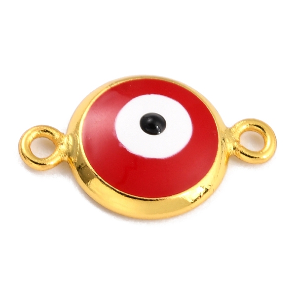 

PandaHall Golden Plated Brass Enamel Links Connectors, Long-Lasting Plated, Flat Round with Evil Eye, Red, 16x10x3.5mm, Hole: 1.5mm...