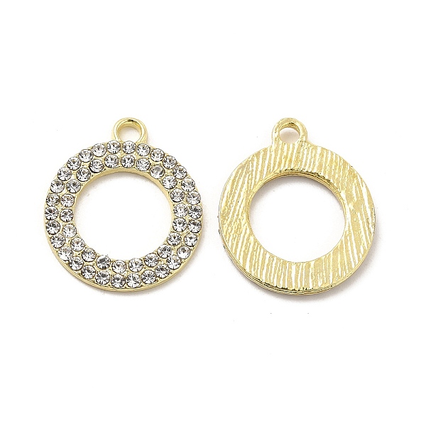 

PandaHall Alloy Rhinestone Pendants, Donut Charms, Golden, 21x17.5x1.8mm, Hole: 2mm Alloy+Rhinestone Donut Clear