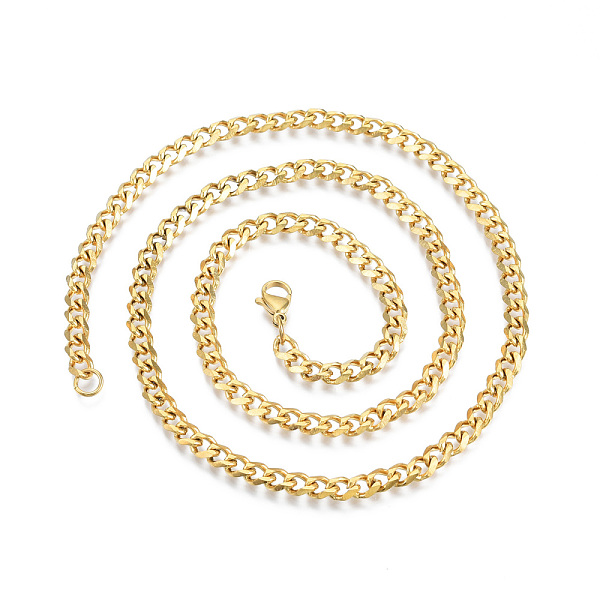 

PandaHall Men's 201 Stainless Steel Cuban Link Chain Necklace, Golden, 23.62 inch(60cm), Wide: 5mm 201 Stainless Steel