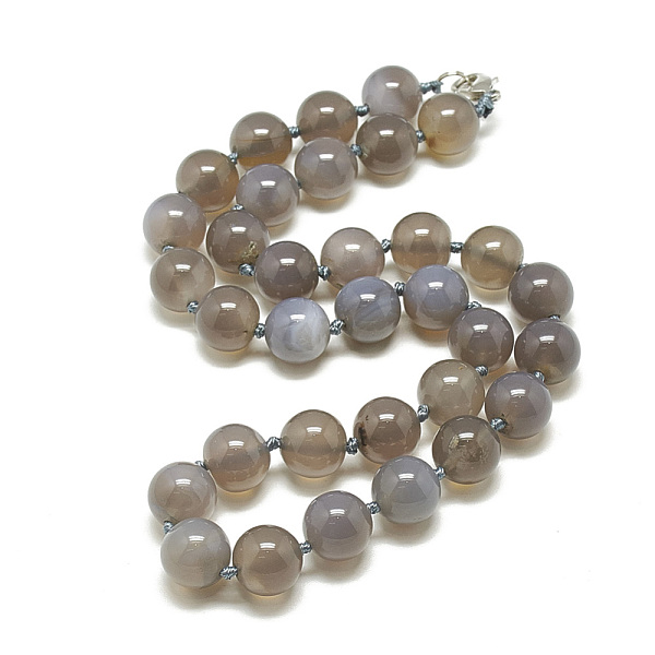 

PandaHall Natural Grey Agate Beaded Necklaces, with Alloy Lobster Clasps, Round, 18.1 inch~18.5 inch(46~47cm), round: 11.5~12mm Grey Agate