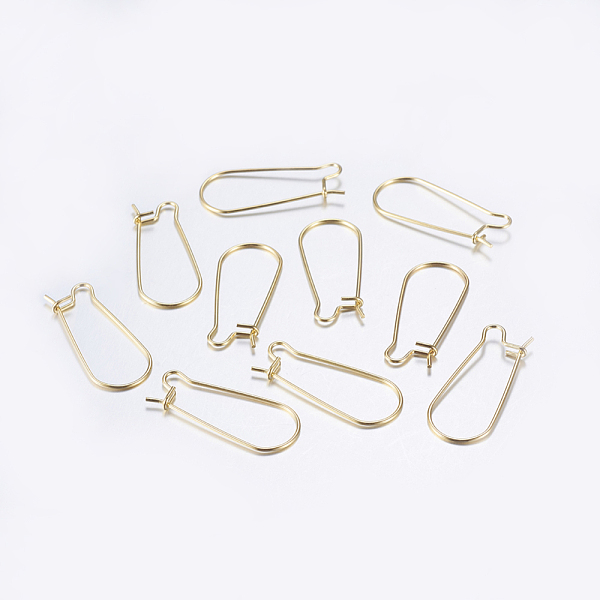 

PandaHall 304 Stainless Steel Hoop Earrings, Real 18K Gold Plated, 21 Gauge, 25x12x2.5mm, Pin: 0.7mm 304 Stainless Steel