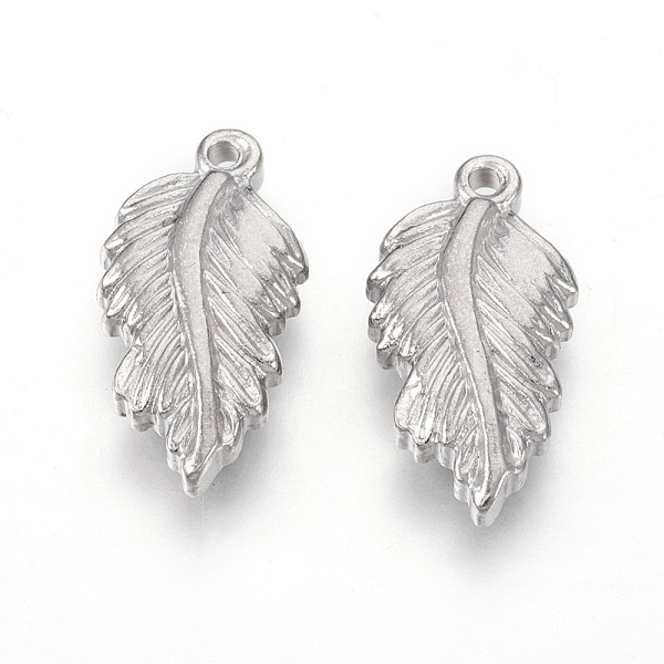 

PandaHall 201 Stainless Steel Pendants, Leaf, Stainless Steel Color, 19x10x3.5mm, Hole: 1.4mm 201 Stainless Steel Leaf